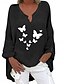 economico Camicie-Camicie da donna in cotone, a farfalla, eleganti, basiche, casual, a maniche lunghe, con scollo a V, da giorno, con stampa, nere, blu navy, blu cielo, estive, invernali