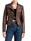 voordelige Imitatieleren jassen-Dames Jas van imitatieleer Winddicht Comfortabel Zak Volledige ritssluiting Modieus Buiten Effen Straat Casual / Dagelijks Normaal Strijkijzer Normale pasvorm Lange mouw bovenkleding Diep Paars Zwart