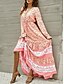billige Boho-kjoler-Dame Maxikjole Uformell kjole Swingkjole Langermet Boho-kjole Kjole med A-linje Bohem Fritid Feriereise Daglig Normal Blomstret Langermet V-hals Gul Rosa Blå Vår Høst