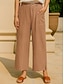 abordables Pantalon uni en coton et lin-Femmes Pantalon en coton et lin Jambe large Chinos Vacances ancien Mode Longueur complète Taille haute Uni Avec Poches Confort Extérieur Non Elastique Vacances Rue Quotidien Jaune Orange Beige Ét