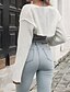 billige Cardigans og overtøj-Dame Cardigan Afslappet Helfarve Tyk V-hals Strikket Langærmet Crop Tops Strikke Daglig Ferie I-byen-tøj Hvid Efterår Vinter