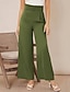 ieftine picior lat și talie înaltă-Pentru femei Costume Picior Larg Pantaloni Modă Șic Stradă Lungime totală Talie Înaltă Simplu Respirabilitate Comfortabil Micro-elastic Afaceri Purtare Zilnică Maro Închis Negru Verde Deschis Roz