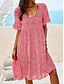 voordelige Bloemenjurken-Dames Mini-jurk Fit And Flare-jurk Casual Buiten Uitgaan Normale pasvorm Bloemig Korte mouw Ronde hals Licht Blauw Geel Rood Donkerblauw Zomer Lente