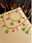 abordables Collar de mujer-Conjunto de joyas navideñas para mujer: collar, pulsera y pendientes de cadena dorada con colgantes de árbol festivo, Papá Noel y medias, divertidos accesorios navideños para atuendos de fiesta