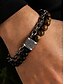baratos Jóias Masculinas-Pulseira masculina de corrente com contas de pedra natural – pulseira ajustável de dois fios com fecho de alavanca para moda casual, urbana e de festa