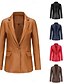voordelige Imitatieleren jassen-Dames Jas van imitatieleer Comfortabel Knop Modieus Modern Effen Werk Dagelijks Normaal Strijkijzer Normale pasvorm Lange mouw bovenkleding Zwart Rood Kameel Lente Herfst