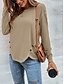 abordables T-shirt uni-Blouse femme couleur unie élégante décontractée col rond à manches longues tops réguliers quotidiens patchwork noir rose vin kaki bleu clair automne préautomne