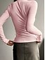 billige Plain tee-Dame Bluse Helfarve Stilfuld Basale Afslappet Langærmet Rund hals Almindelige toppe Daglig Knapper Sort Hvid Lyserød Grøn Grå Sommer Forår Efterår