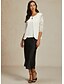 ieftine Blazere și costume-sacou damă din dantelă, blazer, plasă, elegant, mânecă 3/4, guler rotund, bluze obișnuite, nuntă, invitați, serviciu, zi de zi, dantelă, alb, primăvară, toamnă