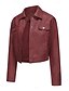 baratos Jaquetas de couro sintético-Mulheres Blusão de couro falso Confortável Botões Moda Estilo de rua Tecido Ao ar livre Casual / Diário Curto Aberto para a Lateral Normal Manga Longa agasalhos Preto Rosa Vinho Primavera Outono