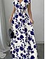 voordelige Bloemenjurken-Dames Maxi-jurk A lijn jurk Vakantie Casual Boho Buiten Uitgaan Standaard pasvorm Bloemig Korte mouw V-hals Zwart Rood blauw Oranje Zomer
