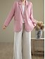cheap Shirts-Women&#039;s Cotton Linen Blazer Comfortable Breathable Buttons Casual Plain Office Street Casual Daily Wear Single Breasted Regular Turndown Regular Fit Long Sleeve Outerwear
