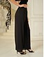 cheap Wide Leg &amp; High Waisted-Women&#039;s Culottes Wide Leg Pants Trousers Elegant Full Length Medium Waist Plain Elastic Waist Micro-elastic Formal Office Dailywear Black Summer Spring Fall Loose Fit
