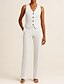 billige Mammas buksedresser-Buksedress 3 Deler Sett Mor til bruden Tuxedo Bryllupsgjest Elegant Blazer Revers Ankellengde Reddot Lang Erme med Lommer