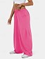 abordables jambe large et taille haute-Femmes Jambe large Slacks Streetwear Occasionnel Longueur complète Naturel Uni Avec Poches Conception à cordon élastique Confortable Rue Fête Rouge bordeaux Noir Vert Véronèse Marron clair Automne