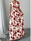 voordelige Bloemenjurken-Dames Maxi-jurk A lijn jurk Vakantie Casual Boho Buiten Uitgaan Standaard pasvorm Bloemig Korte mouw V-hals Zwart Rood blauw Oranje Zomer