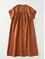 preiswerte Weißes Kleid-Damen Midikleid Baumwollkleid Sommerkleid Casual Daily Regular Fit Einfarbig Kurzarm Rundhals Schwarz Braun Apricot Sommer