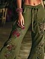 cheap Wide Leg &amp; High Waisted-Women&#039;s Wide Leg Slacks Boho Full Length Natural Flower Pocket Printing Elastic Drawstring Design Comfy Outdoor Vacation Weekend Green Summer Regular Fit