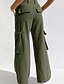 baratos calças cargo femininas-Mulheres Calças Cargo Calças Roupa de rua Casual Comprimento total Natural Tecido Bolsos Confortável Ao ar livre Para Noite Cinzento Preto Branco Azul Outono Normal