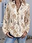 abordables Hauts Floraux-Femmes Chemise Imprimé Élégant Moderne manche longue Col de chemise Hauts Réguliers Quotidien Fête Sortir Boutons Abricot Printemps Automne