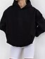 baratos Moletons e Sweatshirts Texturizados-Mulheres Pulôver Moletom Com Capuz Tecido Roupa de rua Casual Manga Longa Com Capuz Tops regulares Rua Feriado Bolsos Preto Branco cáqui Outono Inverno