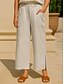 abordables Pantalon uni en coton et lin-Femmes Pantalon en coton et lin Jambe large Chinos Vacances ancien Mode Longueur complète Taille haute Uni Avec Poches Confort Extérieur Non Elastique Vacances Rue Quotidien Jaune Orange Beige Ét