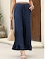 cheap Wide Leg &amp; High Waisted-Women&#039;s Wide Leg Chinos Cropped Pants Basic Casual Ankle-Length High Waist Plain Pocket Elastic Waistband Comfy Soft Comfortable Micro-elastic Outdoor Street Black Pink Navy Blue Blue Summer Spring