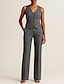 billige Mammas buksedresser-Buksedress 3 Deler Sett Mor til bruden Tuxedo Bryllupsgjest Elegant Blazer Revers Ankellengde Reddot Lang Erme med Lommer