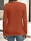 abordables T-shirt uni-Femmes Chemisier Couleur Unie Élégant Occasionnel manche longue Col ras du cou Hauts Réguliers Quotidien Boutons Noir Blanche Bleu Violet Orange Été Printemps Automne
