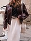 economico Giacche in finta pelle-Per donna Giacca in Ecopelle Confortevole Cerniera Moda Semplice Ferie Weekend Cerniera Regolare Collo ripiegato Vestibilità regolare Manica Lunga Capispalla Vino Autunno Inverno