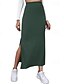 billige Ensfarvede nederdele-Dame Skjørte Afslappet Maxi Alm. taljede Nederdele Vanlig Spaltede spidser Mikroelastisk Ferierejse Gade Sort Rød Lysebrun Brun Sommer Polyester
