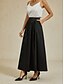 billige Vanlige skjørt-Dame الالتفاف Elegant Årgang Lang Lengde Skinnende Maksi Høy Midje Skjørt Elastisk Svart Sommer Nylon