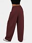 abordables jambe large et taille haute-Femmes Jambe large Slacks Streetwear Occasionnel Longueur complète Naturel Uni Avec Poches Conception à cordon élastique Confortable Rue Fête Rouge bordeaux Noir Vert Véronèse Marron clair Automne