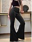 billige Ensfarvede leggings-Dame Flared bukser kinesisk Mode Gade Afslappet Fuld længde Høj Talje Vanlig comfy Blød Bekvem Elastisk udendørs Gade Sort Rød Kaffe Grå Forår Vinter Slank Pasform