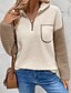 ieftine Hanorace pufoase-Pentru femei Hanorace Hanorace cu fermoar Bloc Culoare Șic Stradă Casual Sherpa Fleece Manșon Lung Gât Înalt Topuri obișnuite Stradă Concediu Ieșire Quarter Zip Kaki Iarnă
