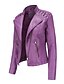 voordelige Imitatieleren jassen-Dames Jas van imitatieleer Winddicht Comfortabel Zak Volledige ritssluiting Modieus Buiten Effen Straat Casual / Dagelijks Normaal Strijkijzer Normale pasvorm Lange mouw bovenkleding Diep Paars Zwart