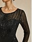 tanie Formalne zimowe-Damskie Sukienka maxi Sukienka ołówkowa Elegancja Wieczorna impreza Regularny Jednokolorowe Długi rękaw Półgolf Czarny Jesień Zima