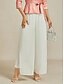 abordables pantalons de fête pour femmes-Femmes Culottes Jambe Large Pantalons à jambes droites Élégant Style Classique Occasionnel Longueur complète Taille moyenne Couleur Unie Taille Élastique Élastique Bureau Vacances Soirée Blanche
