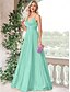 billiga Semi-formell / Cocktail-A-Linjig Quinceanera Klänningar Elegant Klänning Formell Bröllop Golvlängd ärmlös Spaghetti Axel Chiffon med Fällor