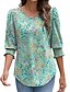 abordables Hauts Floraux-Femmes Chemisier Fleuri Feuille Tropical Élégant Occasionnel manche longue Col ras du cou Hauts Réguliers Quotidien Imprimé Jaune Vert Claire Rose Claire bleu marine Bleu Été Printemps Automne