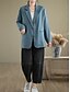 cheap Shirts-Women&#039;s Cotton Linen Blazer Comfortable Breathable Buttons Casual Plain Office Street Casual Daily Wear Single Breasted Regular Turndown Regular Fit Long Sleeve Outerwear