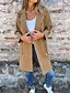 billiga Trenchcoats-Dam Kappa Trenchcoat Håller värmen Bekväm Ficka Knappar Mode Modern Ledigt Slät Utekväll Helgen Dubbelknäppt Lång Spetsslag Normal Långärmad Ytterkläder Svart Vit Kamel Höst Vinter