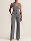 billige Mammas buksedresser-Buksedress 3 Deler Sett Mor til bruden Tuxedo Bryllupsgjest Elegant Blazer Revers Ankellengde Reddot Lang Erme med Lommer