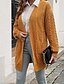abordables Gilet Ouvert-Femmes Cardigan Occasionnel Couleur Unie Épais Col en V Tricoté manche longue Hauts Réguliers Tricoter Quotidien Fête Sortir Jaune Vert Véronèse Automne Hiver