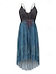 ieftine Rochii Boho-Pentru femei Rochii Midi Rochie de epoca Rochie de vară Rochie Slip Rochie occidentală Modă Clasic Modern Vacanță Zilnic Ieșire Fit regulat Floare Fără manșon Bretele Spagheti Albastru piscină Vară