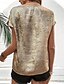voordelige Elegante topjes-Dames Paillet Glinsterend Feesten Schitteren Effen Modieus Modern Korte mouw V-hals Normale tops Dagelijks Pailletten Lapwerk Goud Zomer