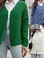 billige Solide farver-Dame Bluse Cardigan Mode Gade Daglig Helfarve Rillet V-hals Strikket Langærmet Almindelige toppe Strikke Ferie I-byen-tøj Weekend Hvid Blå Efterår Vinter