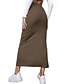 billige Ensfarvede nederdele-Dame Skjørte Afslappet Maxi Alm. taljede Nederdele Vanlig Spaltede spidser Mikroelastisk Ferierejse Gade Sort Rød Lysebrun Brun Sommer Polyester