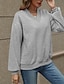 זול הודיות ומעילים עם מרקם-בגדי ריקוד נשים Pullover אחיד סגנון רחוב יום יומי נוח שרוול ארוך צווארון V חולצות רגילות רחוב חגים ליציאה ורוד מסמיק יין אפור סתיו