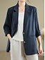 cheap Shirts-Women&#039;s Cotton Linen Blazer Comfortable Breathable Buttons Casual Plain Office Street Casual Daily Wear Single Breasted Regular Turndown Regular Fit Long Sleeve Outerwear